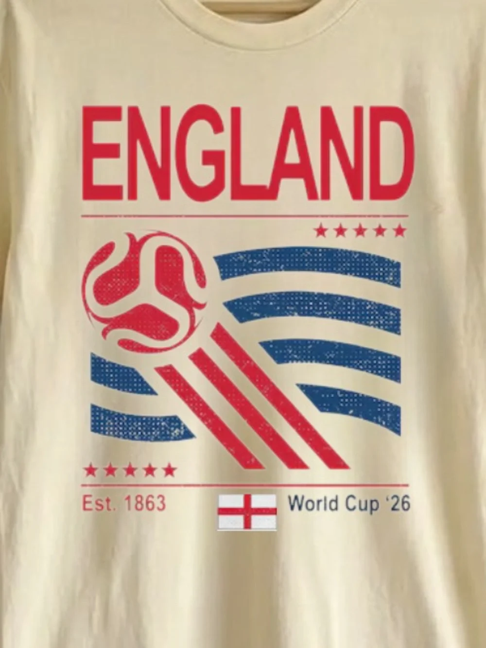 Vintage England World Cup '26 Graphic Tee - Off White Unisex Size L